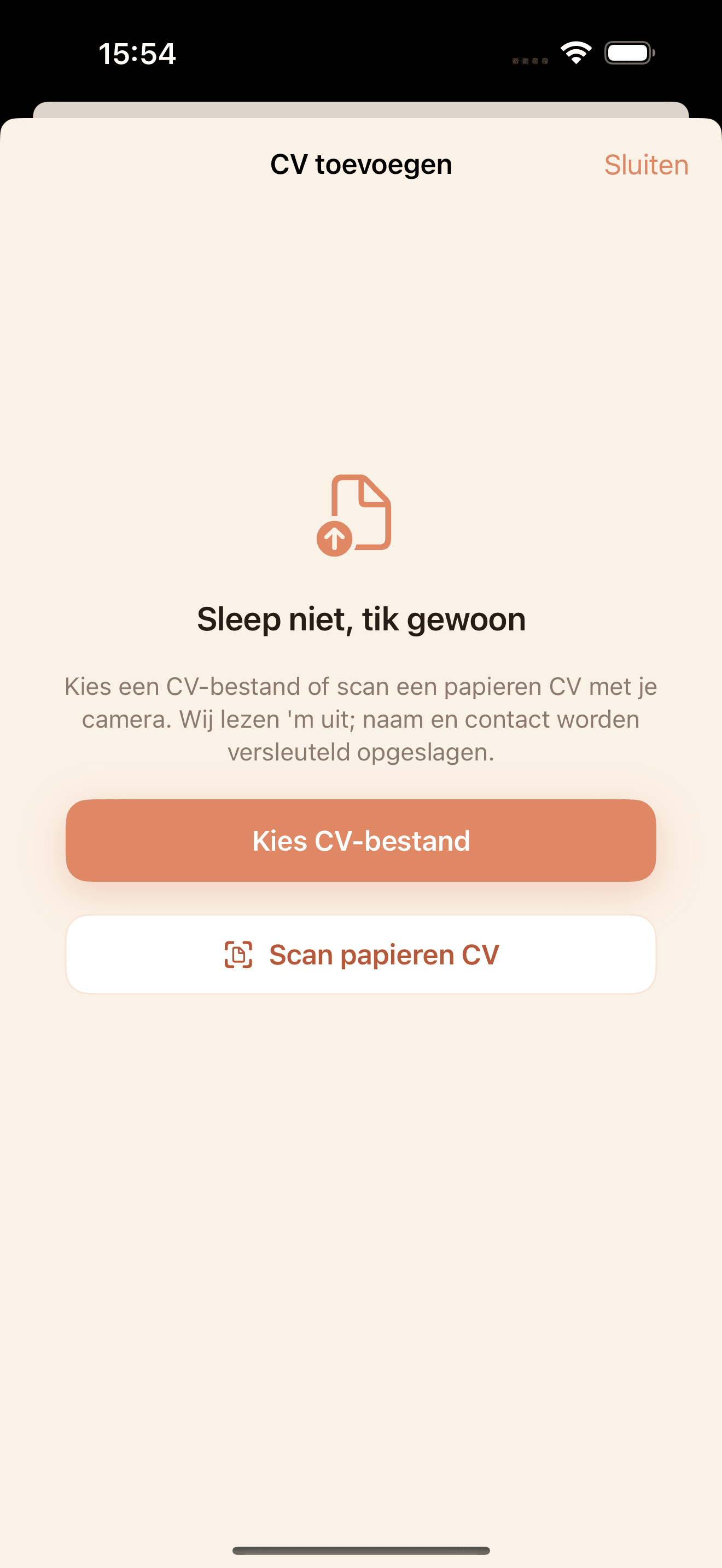 Cv toevoegen in de Baananas-app